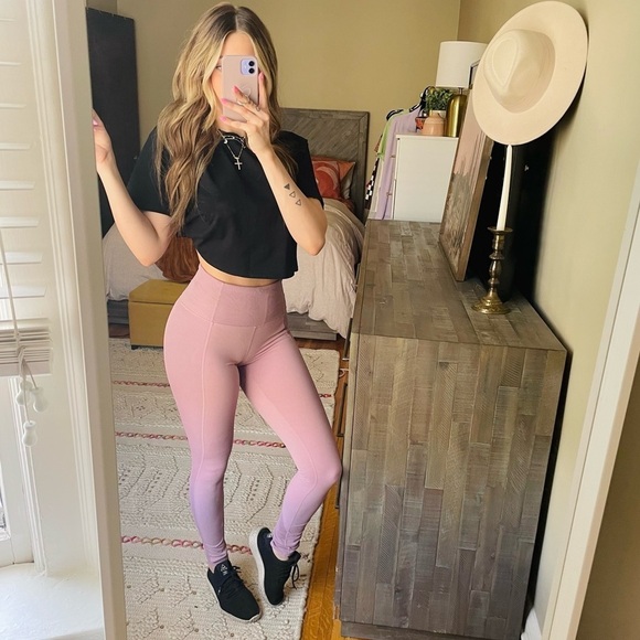 Athleta Barre Ribbed Powervita Tights in Mauve - Picture 6 of 8